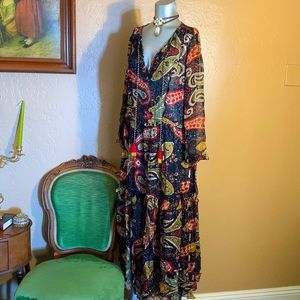 Velvet by Graham & Spencer Paisley Maxi Dress - Black, Red, Yellow